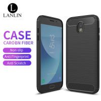 LANLIN สำหรับ Samsung Galaxy J7 Plus/J7 Prime / J7 Pro(2017) Case,ไฟเบอร์คาร์บอนไฟเบอร์ทนต่อแรงกระแทก Brushed Texture นุ่ม TPU Anti-Fingerprint Full-Body เคสป้องกันสำหรับ Samsung J7 Plus/J730 2017