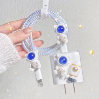 Cute Astronaut Rocket Transparent Paw USB Cable Protector Cover For iPhone 18W-20W Data Line Bite Head Cord Fast Charging Case