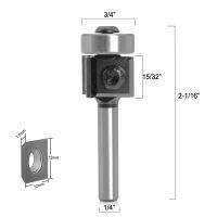 1 ชิ้นแทรกสไตล์คาร์ไบด์แข็งล้าง Trim 3/4 Dia x 12mm (15/32) x 1/4 Router Bit Milling Cutter สําหรับ Spolidboard ทํางานไม้