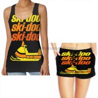 Summer Funny Print Men Tank Tops Women Vintage Ski Doo Snowmobiles Men Beach Shorts Women Sets Fitness Vest