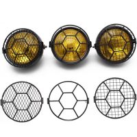 รถจักรยานยนต์12V Hilow Bean เลนส์แก้วสีเหลืองไฟหน้า Amber Light โลหะ R Lampshade Grill Protector Universal Fit