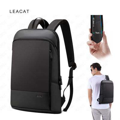 TOP☆Leacat Laptop Backpack Nylon High-TECH Waterproof 15.6 inch Office Work Backpack Solid Slim Thin Fashion Business Backpack Light Weight Ultralight Backpack Thin Back Pack travel Backpack for Men