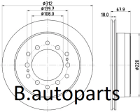 จานเบรคหลัง TOYOTA ALL NEW FORTUNER TRD GUN155 TGN156 TGN166 GUN156 2.4 2.7 2.8 2015- GX400 GX460 รูดุม108MM RUNSTOP /คู่