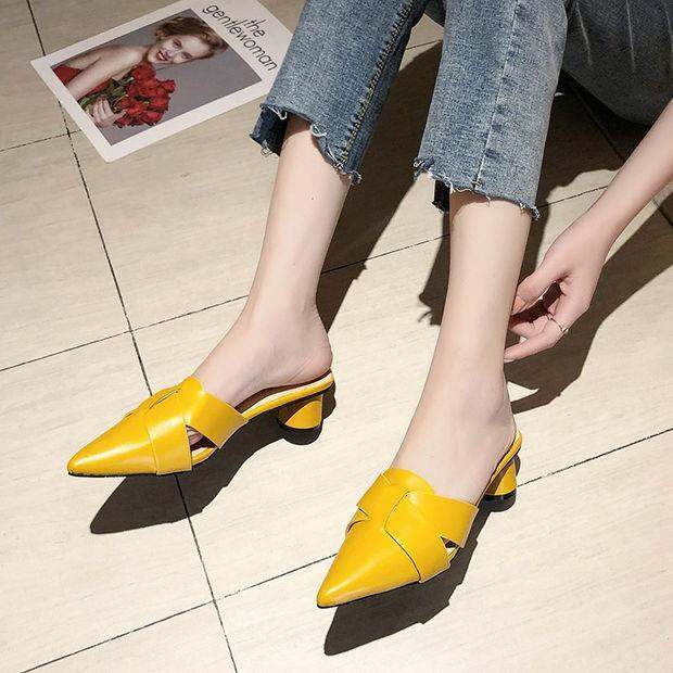 young-2021-middle-heel-half-slipper-womens-korean-fashion-versatile-thick-heel-pointed-shoes