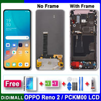 100% จอ Lcd แบบดั้งเดิมชิ้นส่วนจอสัมผัสแอลซีดีของเครื่องแปลงดิจิทัล Reno2 Oppo สำหรับ Reno 2 PCKM70 PCKT00 PCKM00 CPH1907พร้อมชิ้นส่วนซ่อมกรอบ