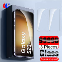 3ชิ้นแก้ว9999D สำหรับ S23 Samsung Galaxy + กระจกเทมเปอร์ซัมซุง S23 S22 S21บวก S22 + S21 + S23Plus S22Plus ฟิล์มปกป้องหน้าจอ