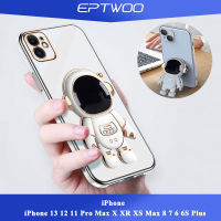 EPTWOO สำหรับ iPhone 14 13 12 11 Pro Max X XR XS Max 8 7 6 6วินาทีบวกกรณีโทรศัพท์นักบินอวกาศกล้องส่องทางไกลยืน H Older ชุบซิลิโคนอ่อนนุ่มปกหลังปลอกสำหรับผู้ชายผู้หญิง MM-04