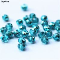 Isywaka Ran Lake Blue Color 4x6mm 50pcs Rondelle Austria faceted Crystal Glass Bead Loose Spacer Bead for Jewelry Making