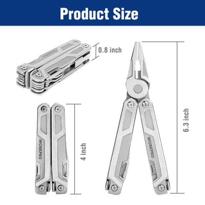 WORKPRO Multi Tool 15-in-1 Pocket Tool Multi Purpose Pliers Saw Wire Cutter for EDC Stainless Steel Utility Tools Wire Stripper