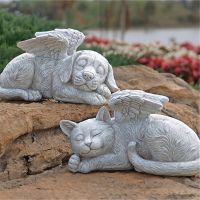 【CC】◄♠  Resin Dog Statue Garden Tombstone Sculpture Ornaments Gifts for Yard Decoration