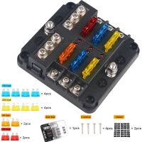 【YF】┋  6Way Car Boat Fuse Holder With Negative Block Warning Indicator Auto12V Distribution Panel Board