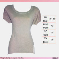 USED - Asymmetrical Glittery Silver Top | เสื้อแขนสั้นสีเทา เสื้อกลิตเตอร์ คอกลม หน้าสั้นหลังยาว สีพื้น ทรงใหญ่ สายฝอ มือสอง