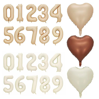 40inch 0-9 40inch Cream Caramel Color 0-9 Digital Balloon For Adult Kids Happy Birthday Party Decoration DIY Party Supplie Balloon