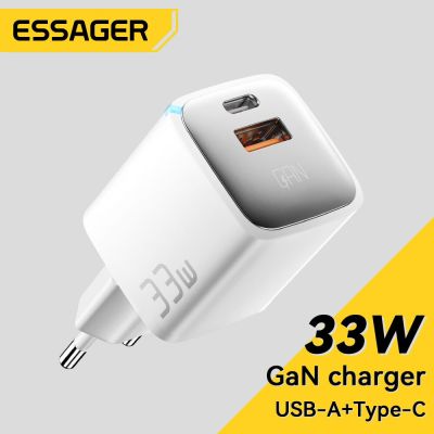 Essager 33W USB GaN Type C ที่ชาร์จ PD ชาร์จโทรศัพท์อย่างรวดเร็ว QC 3.0เครื่องชาร์จเร็วสำหรับ IPhone14 13 12แล็ปท็อปที่ชาร์จแบบพกพา Yuebian