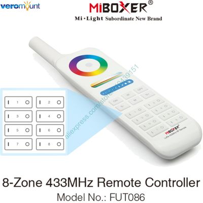 MiBoxer FUT086 8-Zone 433MHz Remote Controller for MiBoxer LoRa Series RGB+CCT Underwater Wall Washer Pool Light Garden Light