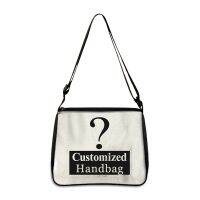 Customize the Image Logo Name on the Personalized Canvas Women Bags Handbags Shoulder Bag Ladies Underarm Shopping Bag