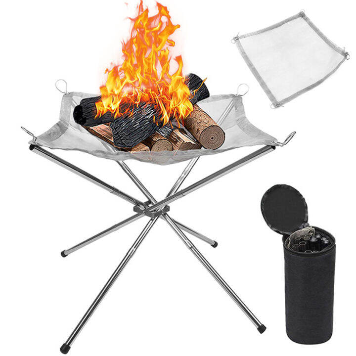 Portable Outdoor Camping Fire Burning Rack, Fire Grill, Stainless Steel