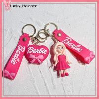 LUCKY HAIRACC 2pcs พีวีซีพีวีซี พวงกุญแจตุ๊กตาบาร์บี้ สีชมพูอมชมพู สีแดงกุหลาบแดง จี้ตุ๊กตาบาร์บี้ น่ารักน่ารักๆ จี้ห้อยกระเป๋าเด็กหญิง ตุ๊กตาบาร์บี้รักพวงกุญแจ สาวๆ