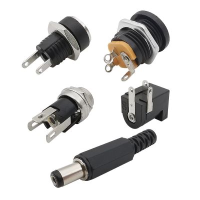 10Pcs 12V 5.5x2.1mm Plugs Jack DC Connectors 5.5*2.1mm DC Power Male Female Socket Nut Panel Mount DC Power Adapter Connector  Wires Leads Adapters