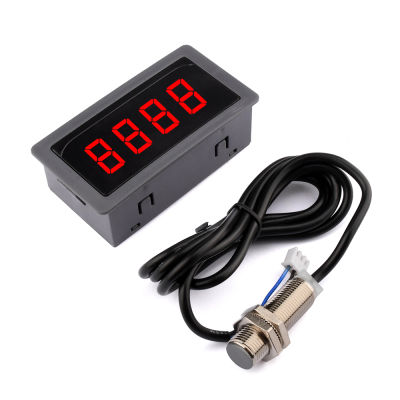 DC8-24V 4ดิจิตอล LED แสดงผลเครื่องวัดวามเร็วเกจ NPN 10-9999 RPM เครื่องวัดความเร็ว Hall Proximity Switch Sensor