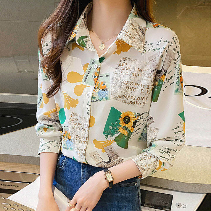 real-shot-womens-shirt-2023-spring-and-autumn-new-all-match-long-sleeved-base-shirt-age-reducing-elegant-floral-chiffon-top