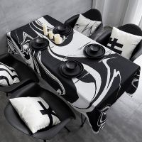 【cw】 European-style Black and White Simple Waterproof and Oil-proof Tablecloth Rectangular Coffee Table Tablecloth Table Cover Nappe ！