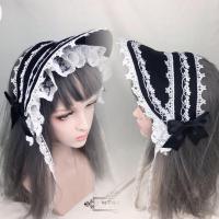 Lolita Gothic Retro Black Lace Trim Simple Bonnet Headwear Top Hat Adjustable Sun Hat Women Princess Victorian Bandge Half Bnt