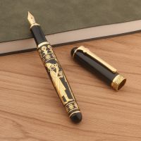 Luxury Metal 650 Fountain Pen relief Sculpture Egyptian Pharaoh Business Stationery Office Supplies Golden Ink Pens New