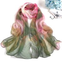 ♞✗ RUNMEIFA 2023 New Fashion Spring/Summer Women Floral Printing Beach Silk Scarf Shawls Female Long Wraps Beach Sunscreen Hijab