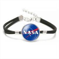 NASA Logo Vintage Bracelets Cute Cartoon Astronaut Glass Cabochon Velvet Bangle Jewelry