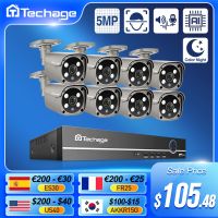 Techage กล้องวงจรปิดกล้องวงจรปิด,กล้องวงจรปิด POE เอสดีชุดอุปกรณ์ NVR 5MP ตรวจจับใบหน้าสำหรับชุดกล้อง IP ตรวจตราวิดีโอกลางแจ้ง8CH