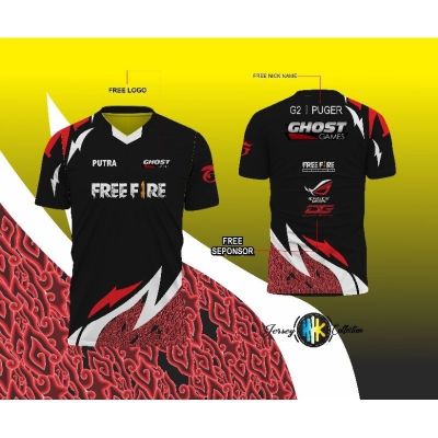 gaming jersey baju cool free fire / guild free firee custom ( free desain )