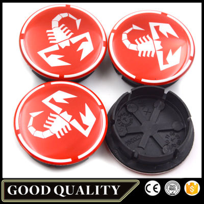 4pcsLot 50mm (44mm) Scorpion Logo Cap On Wheel Center Cover HubCap For 500 Abarth 595 Fiat Red Emblem Marea Multipla Punto