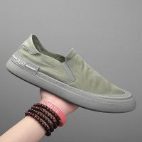 Old Beijing cloth shoes mens summer thin casual canvas ice silk breathable lazy one-legged soft-soled mens shoes deodorant 【JYUE】