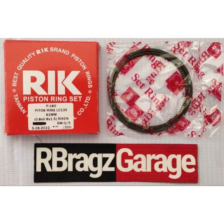 RIK Riken Piston Ring Set 62mm ( 0.8 x 0.8 x 1.5 ) Sniper 135 / Nmax / Aerox / Click