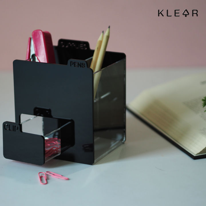 klearobject-my-document-pencil-box-กล่องอะคริลิคใส่ปากกา-ใส่ดินสอ-ที่ใส่เครื่องเขียนตั้งโต๊ะ-ใส่คลิปหนีบกระดาษ-อะคริลิค-k187-พร้อมส่ง