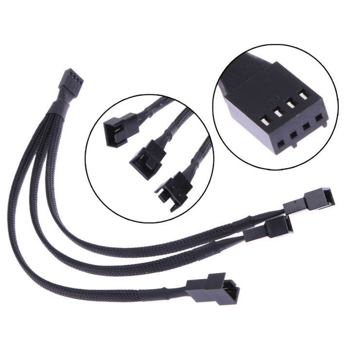 4-pin-pwm-fan-cable-1ถึง3วิธี-splitter-สายต่อแขนสีดำ