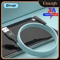 Elough Soft สายยูเอสบีแบบซิลิโคน C สายเคเบิล90องศาที่ชาร์จความเร็วสูง3A USB ประเภทสายเคเบิ้ล Type C สำหรับ Huawei Xiaomi POCO โทรศัพท์มือถือ Sumsung USB-C สาย