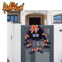 Multi-leg Witch Wreath Spider Door Halloween Party Decor Ornament Pendant Home Wall Hanging Decoration