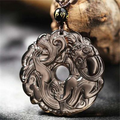 【CW】 NaturalIcePendant Necklace Pi/Xiu PiYao Carved DonutWomen Man Gift45x10mmBeads Stone AAAAA