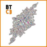 BTC3 สายพานเพชร อุปกรณ์เสริมเข็มขัด Rhinestone applique การตกแต่งชุดเดรส พลอยเทียมที่มีสีสัน เข็มขัด rhinestone สำหรับชุดทางการ ตกแต่งเอว ชุดเดรส