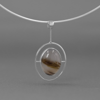 INATURE Natural Landscape Agate Stone 925 Sterling Silver Chain Pendant Choker Necklace For Women Men Jewelry Gift