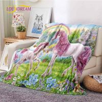 3D Printing Unicorn Flannel Blanket Air Conditioning Warm Plush Carpet Mattress Sleeping Napkin Pet Hiking Blanket