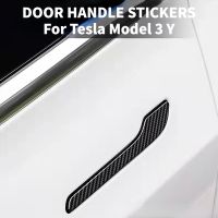 4Pcs Car Door Handle Sticker For Tesla Model 3 Y 2017 - 2022 Door Wrap Cover Paste Model3 Model Y Accessories Carbon Fiber ABS