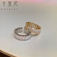 Rectangular with diamond ring female han edition web celebrity fashion trend in light of luxury joker delicate small design adjustable ring