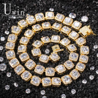 Uwin Square CZ Tennis Chain 10mm Luxury Bling Bling Full Iced Out Necklace Men HipHop Jewelry For Gift