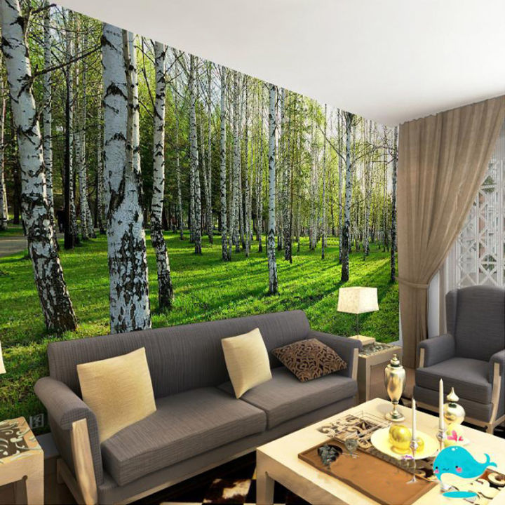 hot-custom-3d-three-dimensional-mural-wallpaper-living-room-bedroom-sofa-tv-background-wallpaper-green-birch-forest-photo-wallpaper