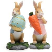 1PC Easter Resin Crafts Bunny Ornament Simulated Garden Decoration Bunny Hug Carrots Bunny Hug Egg Figurines Desktop Decorations