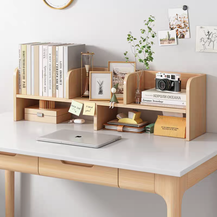 computer-desk-shelf-ชั้นวางของ-โต๊ะทำงาน-ชั้นวางจัดระเบียบ-โต๊ะคอม-ชั้นวางหนังสือ-ชั้นไม้-115x15x30cm