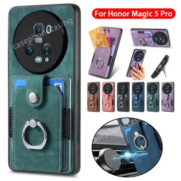 360 Full Protection Metal Bumper Clear Front Glass Case For Honor 90 Pro 5G  with Back PU Leather Skin Cover Phone Protector